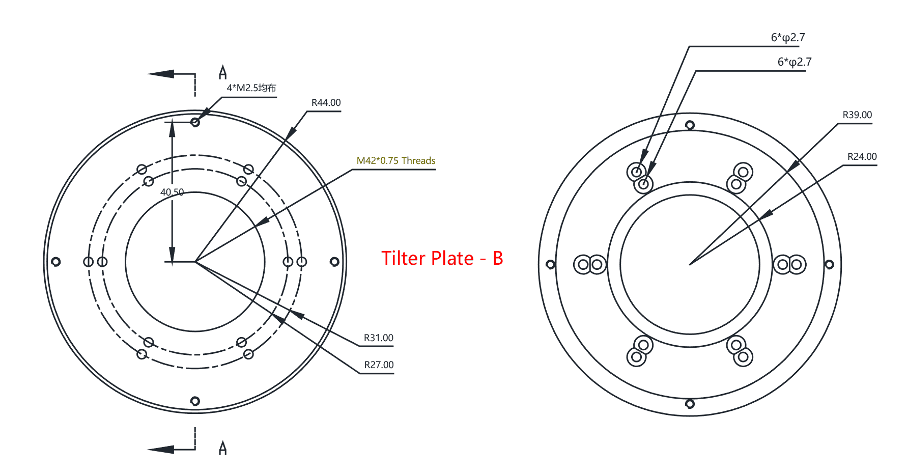 R31+R27 Compatible Rear 4P Tilter Plate for Carbon Fiber cooled cameras