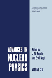 Advances in Nuclear Physics: Volume 23 (Softcover Reprint of the Original 1st 1996)